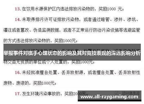 举报事件对棋手心理状态的影响及其对竞技表现的深远影响分析