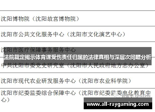 法院裁定揭示体育课受伤责任归属的法律真相与深层次问题分析